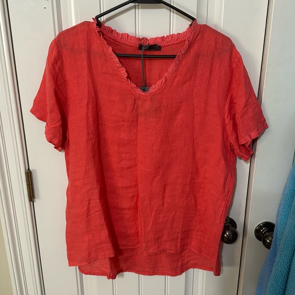 Made In Italy Short Sleeve V Neck Top - Picture 1 of 3